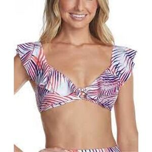 RAISINS Back to Bali Ruffled shoulder Bikini Top M